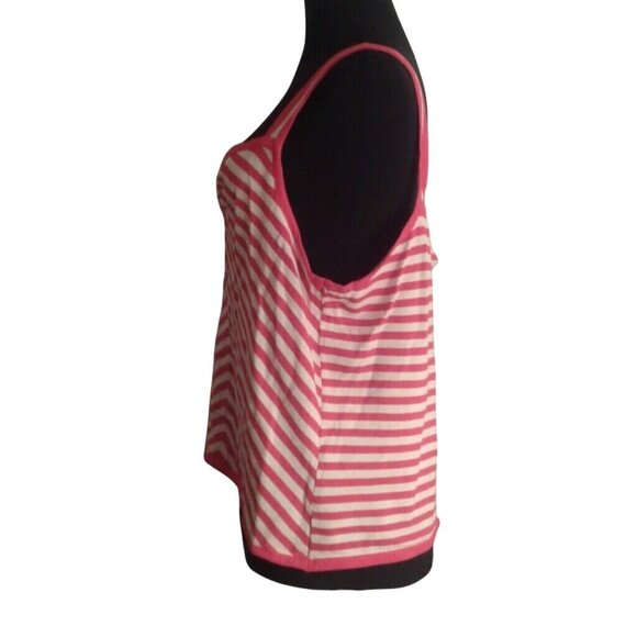 Norton McNaughton XL Tank Top Pink White Chevron Striped Sleeveless Knit NEW - Picture 3 of 7